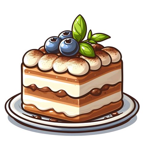 Cute Cake Drawing Aesthetic, Tiramisu Drawing, Cake Draw, Tiramisu Illustration Art, Tiramisu Cake Drawing, Cake Painting, Pastries Drawing Food Illustrations, Desserts Drawing, Cake Drawing