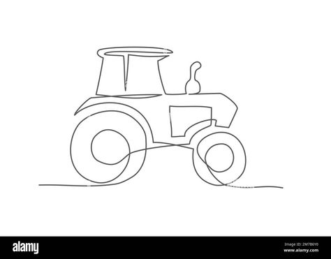 Download this stock vector: Tractor One line drawing on white background - 2M7B6Y0 from Alamy's library of millions of high resolution stock photos, illustrations and vectors. Small Tractor Tattoo, Tractor Tattoo, Tractor Sketch, Tractor Drawing, One Line Drawing, Icon Illustration, Line Drawing, Print Images, Tractor