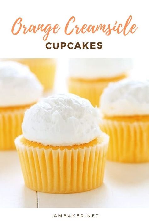 Orange Creamsicle Cupcakes, Lemon Buttercream Icing, Cake Pop Flavors, Summer Cupcakes, Orange Cupcakes, I Am Baker, Lemon Cupcakes, Salty Cake, Cupcake Flavors