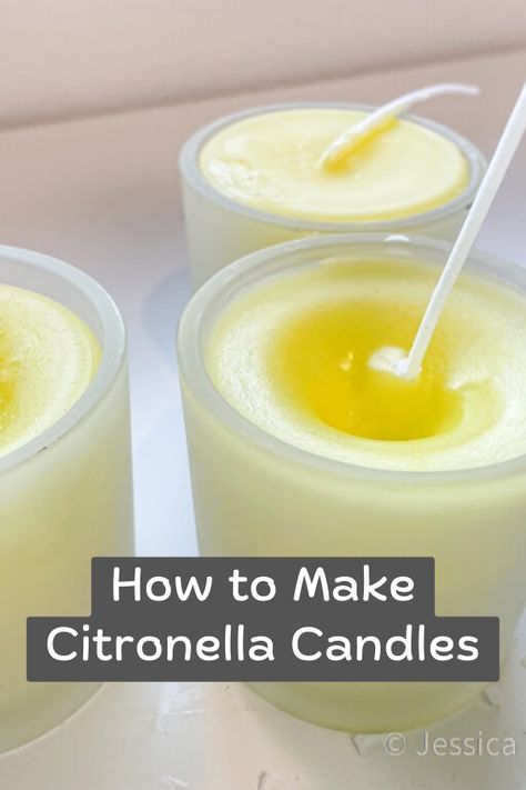 Learn how to make citronella candles with this quick & easy DIY tutorial! They’re pretty and they keep the bugs away! Homemade Citronella Candles, Diy Citronella Candles, Diy Citronella, Citronella Plant, Diy Candles Easy, Citronella Essential Oil, Homemade Scented Candles, Citronella Oil, Diy Marble