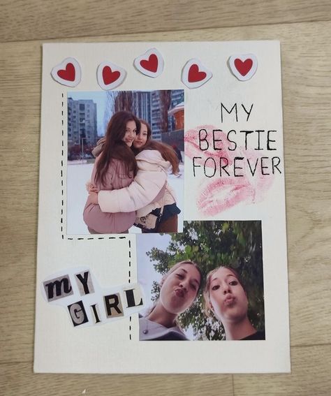 Picture Card Ideas For Best Friend, Scrapbook For Bff Birthday, Birthday Card Ideas Scrapbook, Cute Bestie Birthday Gifts, Journal For Friend Gift Ideas, Journal Ideas For Bestie, Photo Book Birthday Gift, Bestie Bday Gift Ideas, Homemade Present Ideas