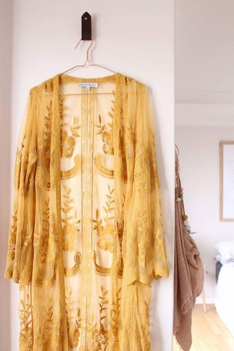 Lace kimono. Mustard yellow. Out with Audrey. Thediydecorator. The DIY Decorator.  My style. Fate Night, Yellow Kimono, Product Styling, Lace Kimono, Yellow Lace, Autumn Wedding, Ankara Styles, Night Outfits, Neon Yellow