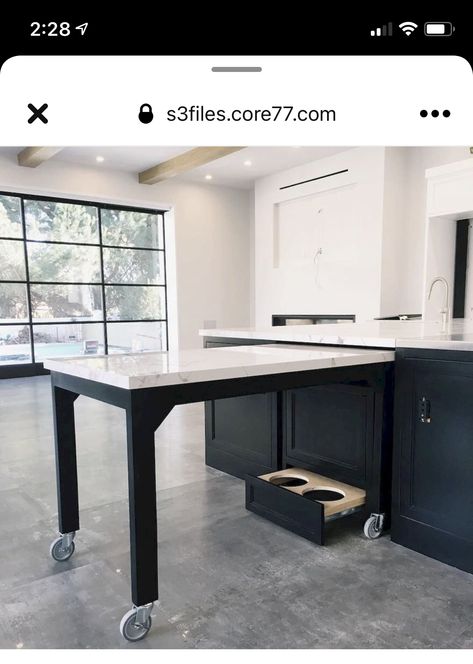 Kitchen Island With Detachable Table, Kitchen Island With Hidden Dining Table, Kitchen Island With Extendable Table, Extendable Island Table, Expanding Kitchen Island, Kitchen Island With Table Extension, Extendable Kitchen Island, Ranch House Kitchen, Hidden Table