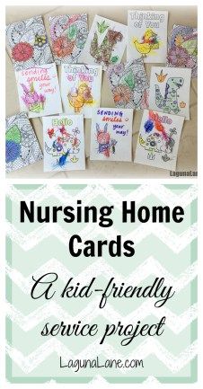 Get your kids involved in a nursing home service project by coloring and delivering cards to the residents!  Free printable card links included.  Family-friendly service project for children of all ages! Color Pages For Kids, Service Learning Projects, Service Projects For Kids, Community Service Ideas, Nursing Home Gifts, Kindness Projects, Mission Projects, American Heritage Girls, Community Service Projects