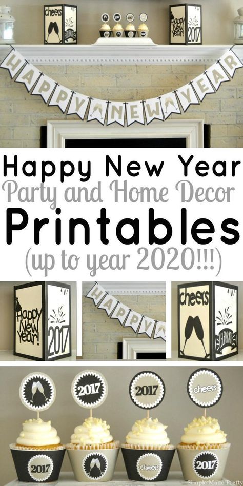 Last Minute Party? Print These Decorations – Party Ideas Bathroom Small Tiles, New Years Decoration Ideas, New Years Decoration, Home Decor Printables, New Year's Eve Crafts, New Year Printables, Happy New Year Party, Furnace Maintenance, New Years Eve Day