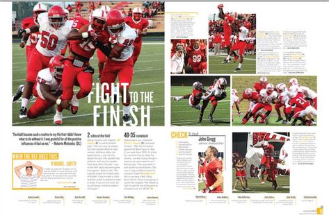 Yearbook Spreads Clubs, Football Yearbook Spread, Yearbook Headlines, Collage With Photos, Yearbook Club, Yearbook Inspiration, Yearbook Staff, Yearbook Spreads, Yearbook Layouts