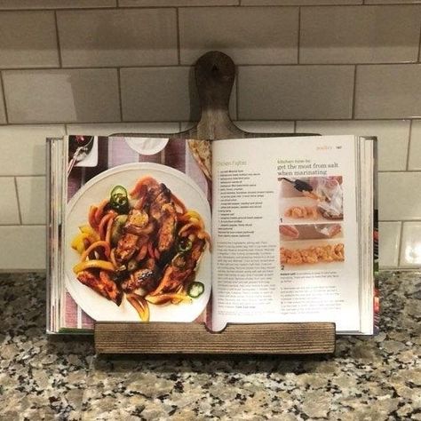 Wooden Recipe Book Holder, Handmade Cookbook, Cook Book Holder, Recipe Book Holder, Recipe Book Holders, Recipe Conversions, Cookbook Stand, Book Holder Stand, Kitchen Set Up