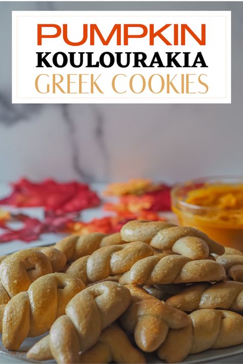 PUMPKIN KOULOURAKIA – GREEK COOKIES via @CookLikeaGreek Greek Honey Cookies, Greek Butter Cookies, Vegetarian Greek Recipes, Greek Pastries, Greek Cookies, Honey Cookies, Greek Desserts, Sugar Pumpkin, Mediterranean Cuisine