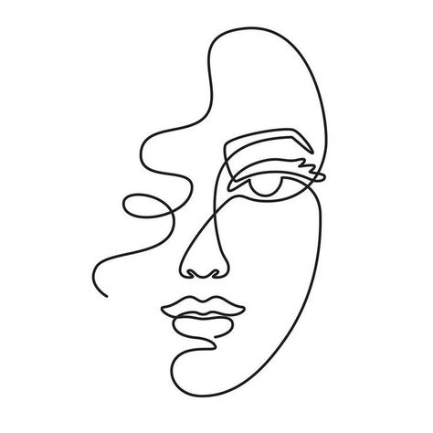 One Line Face, Sketch Woman, Face Female, Line Face, Woman Face, Line Drawing, Sketch, Art