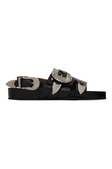 Discover great products at the best prices at Dealmoon. Toga Pulla SSENSE Exclusive Black Oversized Buckle Sandals. Price:$440.00 at SSENSE Toga Pulla, Black Leather Sandals, Signature Hardware, Buckle Sandals, Womens Sandals Flat, Leather Slip Ons, Summer Shoes, Black Sandals, Slip On Sandal