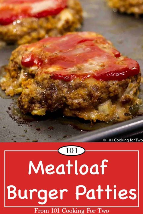 Meatloaf Burger Patties make a perfect single serving of meatloaf or serve as a juicy, flavorful hamburger. It's easy to cook these meatloaf patties in the oven, on the grill, or fried on the stovetop. Meatloaf Patties Recipes, Meatloaf Patty Recipes, Meatloaf Patties Pioneer Woman, Meatloaf Recipes Using 1 Lb Ground Beef, Fried Meatloaf Patties, Pioneer Woman Meatloaf Patties For Two, Oven Baked Ground Beef Recipes, Meatloaf Hamburger Patties, Hamburger Patty In Oven