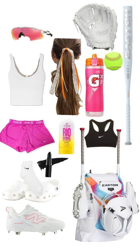 Softball Aesthetic Outfit, Soft Ball Practice Outfits, Softball Tryouts Outfit, Softball Needs, Softball Outfits For Practice, Softball Practice Outfits, Preppy Softball, Mars Aesthetic, Softball Bag