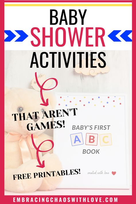 Instead of the same baby shower games check out these awesome activities! Guests will love participating in a memorable activity like creating baby’s first alphabet book or decorating a onesie. Have a baby shower party people will remember with these fun activities. #babyshowerideas #newmomtips #babyshowerparties #alphabetworksheets Nursery Songs, Baby Shower Activity, Wishes For Baby Cards, Abc Printables, Book Baby, Abc Book, Book Stamp, Baby Shower Activities, Alphabet Book