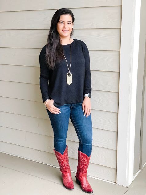 Valentine's Day Weekend Outfit | Red Cowboy Boots Graceland Outfits, Red Western Boots Outfit, Red Boots Outfit Western, Cowboy Boot Outfits Women, Red Cowgirl Boots Outfit, Dustin Diamond, Red Boots Outfit, Western Boot Outfit, Red Cowboy Boots Outfit