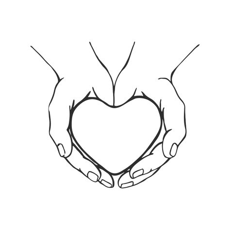 Heart In Hand Drawing, Holding A Heart Drawing, Heart Drawing Easy, A Heart Drawing, Hand Holding A Heart, Hart Icon, Hands Making A Heart, Hand Holding Something, Holding Hands Drawing