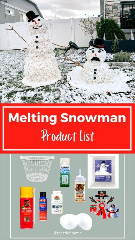 It's easy to make a melting Snowman for your outdoor Christmas decorations with this step-by-step tutorial. Learn how to make the perfect addition to your festive holiday display with these DIY instructions. Snowman Christmas Decor, Outdoor Snowman, Melting Snowman, Snowman Crafts Diy, Melting Snowmen, Dollar Tree Christmas Decor, Melted Snowman, Christmas Crafts To Sell, Christmas Crafts For Toddlers