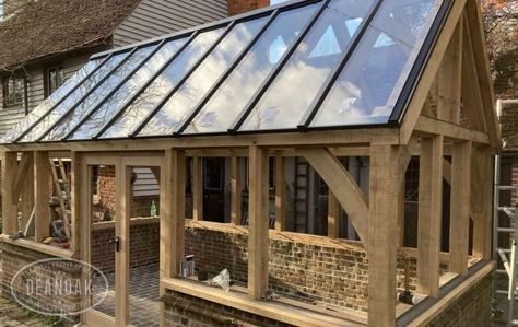 Post And Beam Greenhouse, Timber Frame Greenhouse, Shed Of The Year, Pergola Ideas, Green Houses, Forest Of Dean, Old Windows, Post And Beam, Green House