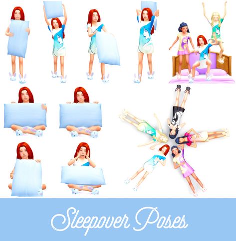 Sleepover Poses, Single Poses, Kids Sleepover, Sims 4 Children, Sims 4 Cc Folder, Sims 4 Toddler, Sims 4 Collections, Matching Swimwear, 5 Kids