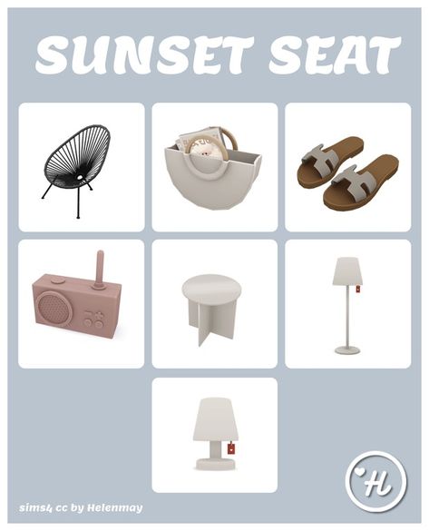 ♡ SUNSET SEAT ♡ overview | Patreon Cc Sims 4 Patreon, Bed Slippers, Sims 4 Patreon, Kerbal Space Program, Cc Sims4, App Home, Sims4 Cc, Sims 4 Build, Cc Sims