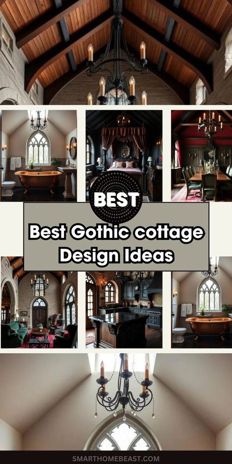 Explore the most enchanting Gothic cottage design ideas that blend dark elegance with cozy charm. From pointed arches and intricate woodwork to moody color palettes and vintage decor, these timeless designs offer a captivating mix of old-world allure and modern comfort. Perfect for those who appreciate a dramatic yet inviting home aesthetic. #GothicCottage #HomeDesign #InteriorInspo #CottageStyle #DarkAesthetic #VintageCharm Modern Gothic Home, Cottage Design Ideas, Gothic Cottage, Modern Gothic, Dark Elegance, Home Aesthetic, Inviting Home, Cottage Design, Gothic House