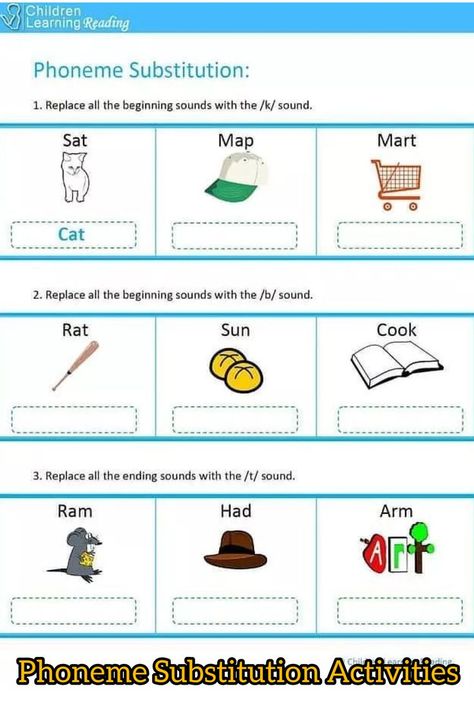 PHONEME SUBSTITUTION is a technique for improving pupils' phonemic awareness, which is a component of phonological awareness. #improvingreading #phonological Phoneme Substitution Activities, Phoneme Substitution, Phonological Awareness Activities, Phonological Awareness, Beginning Sounds, Homeschool Help, Phonemic Awareness, Kids Reading, Teaching Kids