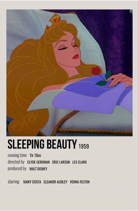 minimal polaroid movie poster for sleeping beauty, walt disney Sleeping Beauty Movie, Polaroid Movie Poster, Disney Aurora, Old Disney Movies, Disney Movie Posters, Iconic Movie Posters, Movie Card, Disney Animated Movies, Film Posters Minimalist