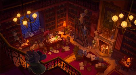 A MOUSE LIBRARY on Behance Spooky Library, Mouse Wallpaper, Wallpaper Project, Wacom Cintiq, Illustration Animation, Environment Concept Art, Environmental Art, World Art, Room Aesthetic