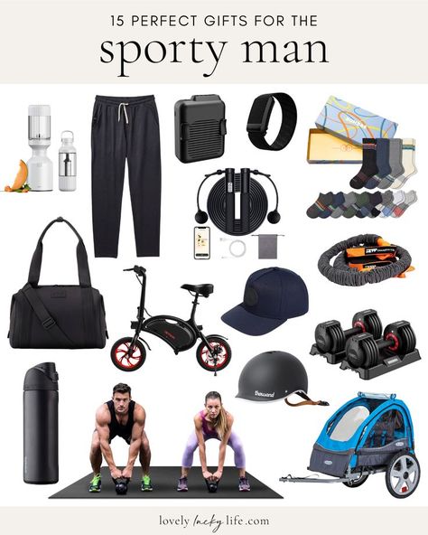 If you're struggling to find the perfect gift for the sporty guy in your life, I've got you covered! Whether he's a total gym rat or loves to get outside and move, this list of 15 best gifts for athletic men is GOLD! #giftideas #giftguide #sporty #fitness #dad #fathersday #giftsfordad #giftsforhim Gym Rat Gift, 15 Gift Ideas, Gym Gifts, Rat Man, Men Fashion Casual Shirts, 15 Gifts, Athletic Men, Gym Rat, Get Outside