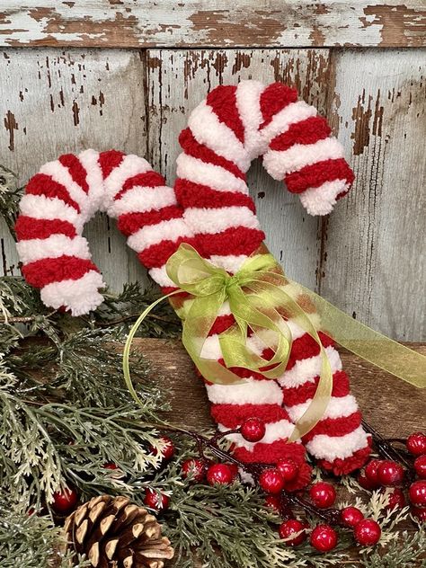 DIY Candy Cane Decoration with Aluminum Foil: Easy Holiday Craft - The Shabby Tree Candy Cane Ornaments Diy Kids, Candy Cane Christmas Party Theme, Fabric Candy Canes Diy, Candy Cane Ornaments Diy, Diy Peppermint Candy Decorations, Diy Candy Cane Decorations, Candy Canes Decorations, Dollar Tree Candy Cane, Candy Cane Christmas Decorations