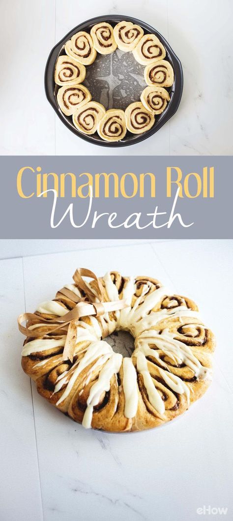 We want this in our kitchen RIGHT NOW! How amazing is this cinnamon roll wreath? This would be so perfect on the dessert table after Thanksgiving or Christmas dinner, don't you think? Recipe here: http://www.ehow.com/how_12342935_make-cinnamon-roll-wreath.html?utm_source=pinterest.com&utm_medium=referral&utm_content=freestyle&utm_campaign=fanpage Wreath Cinnamon Rolls, Cinnamon Roll Wreath Christmas, Cinnamon Roll Wreath, Christmas Catering, Roll Wreath, Dreamy Christmas, Delicious Holiday Desserts, Yummy Bites, Crochet Slipper