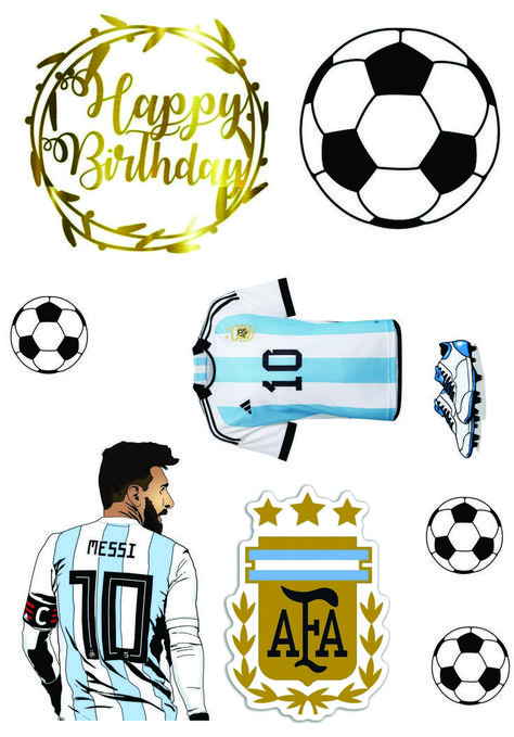 Cake With Messi, Messi Cake Topper Printable, Messi Soccer Cake, Messi Party Ideas, Pastel Messi, Topper Argentina, Messi Cake Ideas, Messi Birthday Cake, Argentina Cake