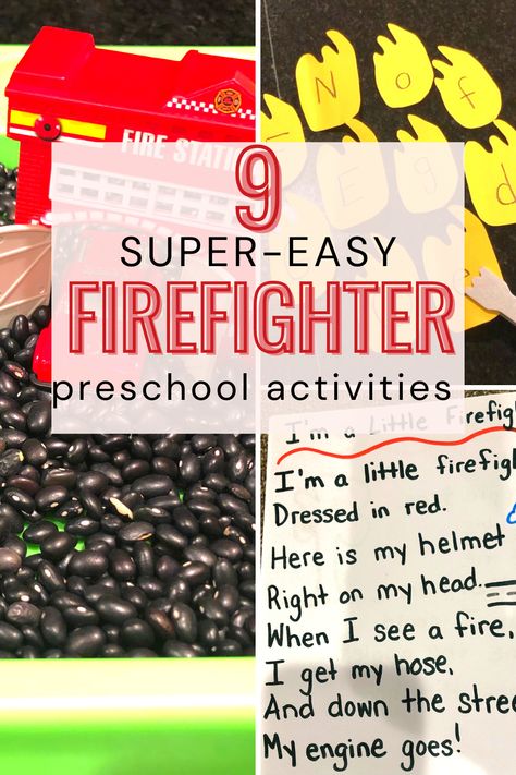 This firefighter preschool unit is for any kid who loves learning about firefighters, fire trucks, and the jobs they do! Nine easy activities! firefighter preschool unit, firefighter activities, fire prevention unit, preschool skills Fire Safety Activities Preschool, Fire Prevention Preschool, Fire Prevention Week Crafts, Fire Fighters Preschool, Fire Prevention Activities, Fire Safety Games, Fire Prevention Week Preschool, Fire Prevention Week Activities, Firefighter Activities