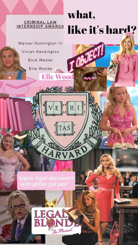 Legally Blonde Collage, Elle Woods School Aesthetic, Legally Blonde Wallpaper Iphone, How To Be Elle Woods, Legally Blonde Icons, School Iphone Wallpaper, Legally Blonde Wallpaper, Legally Blonde Lawyer, Elle Woods Wallpaper