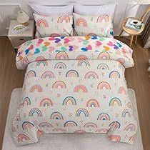 Rainbow Pattern Design, Rainbow Bed, Girls Comforter Sets, Rainbow Comforter, Star Bedding, Girl Comforters, Cozy Bedding Sets, Twin Size Comforter, Full Size Comforter