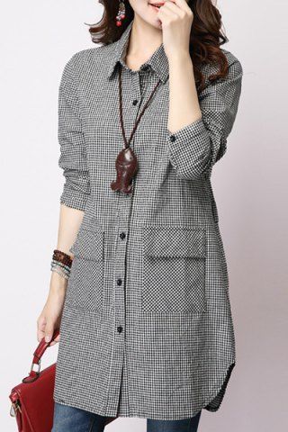 Casual Long Sleeve Shirt Collar Plaid Loose-Fitting Women's Shirt Áo Blu, Casual Shirt Women, Casual Long Sleeve Shirts, Modieuze Outfits, Mode Hijab, Kurta Designs, 가을 패션, Indian Designer Wear, Mode Inspiration