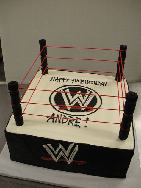 WWE Ring Cake by Angel Contreras, via Flickr Wrestling Birthday Cakes, Wwe Birthday Cakes, Wwe Cake, Wrestling Cake, Wrestling Birthday Parties, Wrestling Birthday, Wrestling Party, Wwe Birthday Party, Wwe Party