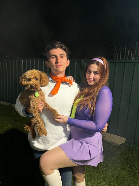 Couple Costume And Dog, Dog Halloween Costumes With Couple, Halloween Couple With Dog, Matching Halloween Costume With Dog, Mom Dad Baby And Dog Halloween Costumes, Dog And Girl Costume Ideas, Couples Halloween Costume Ideas With Dog, Halloween Costumes Women And Dog, Matching Costumes For Couples Halloween