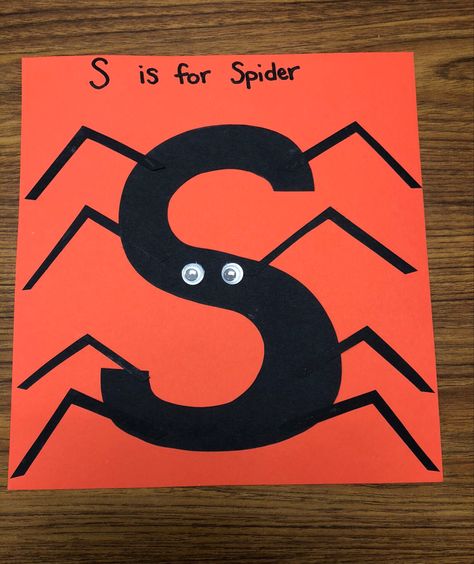 S is for Spider S Is For Spider Craft, Spiders Lesson Plans For Preschool, Spider Lesson Plan For Toddlers, Spider Activities For Toddlers, Spider Crafts For Toddlers, Spider Letters, S Is For Spider, Preschool Spiders, Spider Crafts Preschool