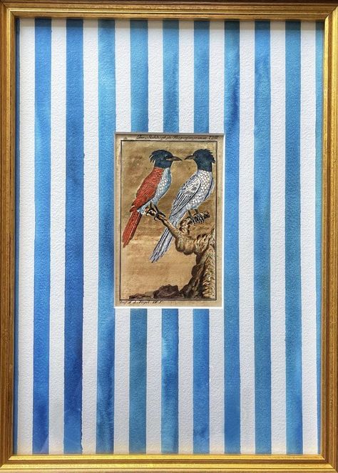 Wal Art, Two Birds, Arte Inspo, Peacock Blue, Brass Frame, Antique Prints, Vertical Stripes, Art And Design, Art Display