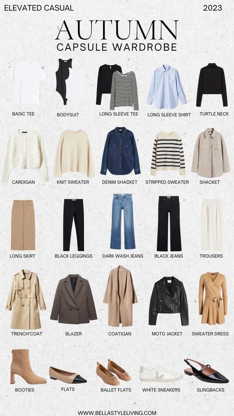 fall capsule wardrobe 2023 Easy Fall Capsule Wardrobe, Fall Clothing Essentials List, Staple Fall Wardrobe Pieces 2023, Fall Clothing Capsule, Capsule Wardrobe Outerwear, Hygge Capsule Wardrobe, Simple Fall Capsule Wardrobe, Preppy Capsule Wardrobe Fall, Capsule Wardrobe 2023 Midsize