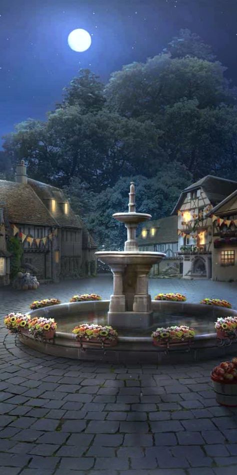 Square Fantasy Art, Fantasy Places City, Medieval Square, Episode Interactive Backgrounds, Fantasy Town, Episode Backgrounds, Growing Pains, Scenery Background, Town Square