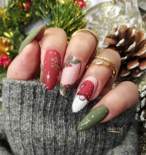 Santa Nails, December Nails, Indigo Nails, Cute Christmas Nails, Christmas Gel Nails, Her Nails, Christmas Nail Art Designs, Snowflake Nails, Winter Nail Designs