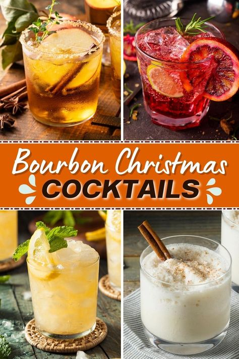 Bourbon Christmas Cocktails Christmas Cocktail Whiskey, Bourbon Holiday Cocktail, Bourbon Christmas Cocktail, Winter Bourbon Cocktails, Christmas Bourbon Cocktails, Coconut Milk Cocktail, Bourbon Drinks Recipes, Holiday Cocktails Christmas, Cranberry Recipe