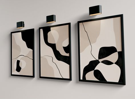 Beige Wall Prints, Abstract Art Set Of 3, 3 Wall Prints, Abstract Art Set, Beige Wall, Beige Art, Grey Wall Art, Black Wall Art, Minimal Wall Art