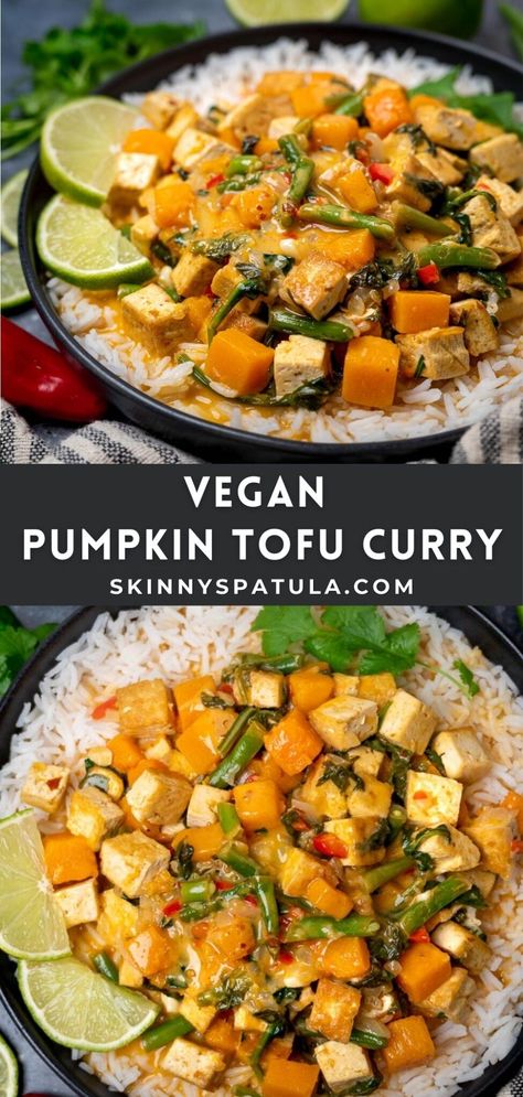 Tofu And Pumpkin Recipes, Tofu Pumpkin Curry, Japanese Pumpkin Curry, Tofu And Butternut Squash Recipes, Pumpkin Curry Vegan, Pumpkin Tofu Recipes, Pumpkin Tofu, Creamy Coconut Sauce, Paneer Curry Recipes