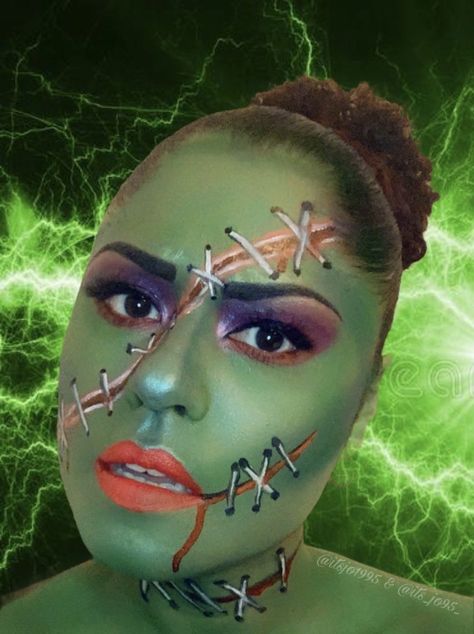 Eyebrows:  @lagirlscosmetics Eye shadow Base: @elfcosmetics  Eye Shadow 🎨 @morphebrushes Eyeliner  @lagirlscosmetics  Lipstick @ciatelondon Face & blood @rubies Switches @wetnwildbeauty Highlighter @bhcosmetics Mascara @maybelline Lashes @promagetic   #frankenstein #halloween #makeup Female Frankenstein, Frankenstein Halloween Makeup, Frankenstein Makeup, Mascara Maybelline, Blood Ruby, Zombie Art, Frankenstein Halloween, Bh Cosmetics, Frankenstein