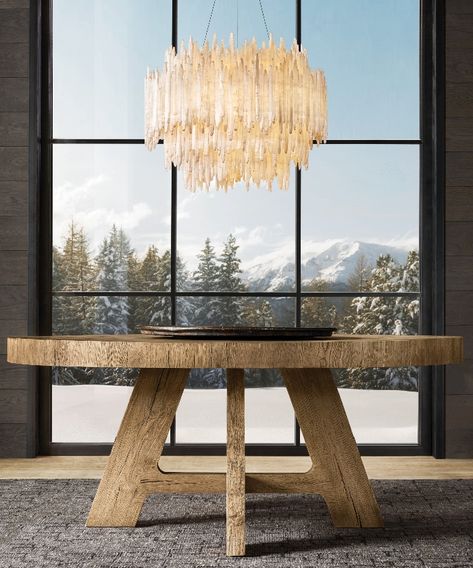 Rh Ski House, Mountain House Decor, Ski House, Modern Hardware, Mountain Living, Round Chandelier, Lodge Style, Rustic Lodge, Mountain Home