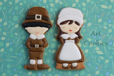 Thanksgiving's Pilgrim Pilgrim Cookies, Thanksgiving List, Fall Decorated Cookies, Thanksgiving Foods, Thanksgiving Pilgrims, Thanksgiving Cookies, Thanksgiving Inspiration, Thanksgiving Theme, Fall Cookies