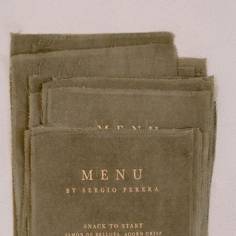 Papira • Alexandra Timita on Instagram: "Custom silk fabric menus! Gold foil press printed one by one on gorgeous hand-dyed natural silk. Unforgettable menus for one of a kind events." Fabric Menu Wedding, Expensive Party, Tuscan Wedding Theme, History Wedding, Bar Branding, Wedding Brand, Foil Tags, Nye Wedding, Menu Printing