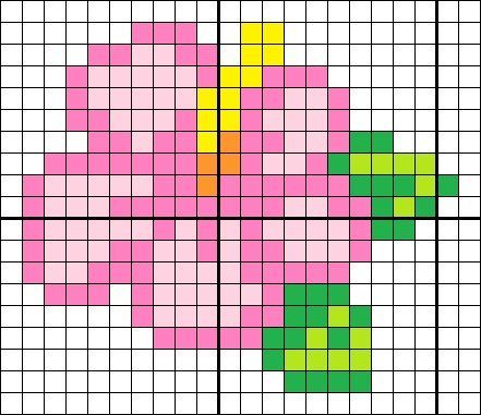 Pixel Hama Beads Pyssla PuntoCroce CrossStitch Fiori Flowers Pixel Art Fleur, Blouse Free Pattern, Image Pixel Art, Crochet Grid, Graph Paper Drawings, Free Pattern Crochet, Easy Pixel Art, Pixel Art Templates, Pixel Drawing